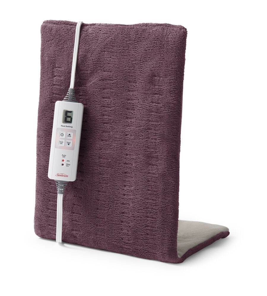 FSA Eligible Sunbeam XpressHeat, Premium King Size Heating Pad, Burgundy, Microplush, 6 Heat